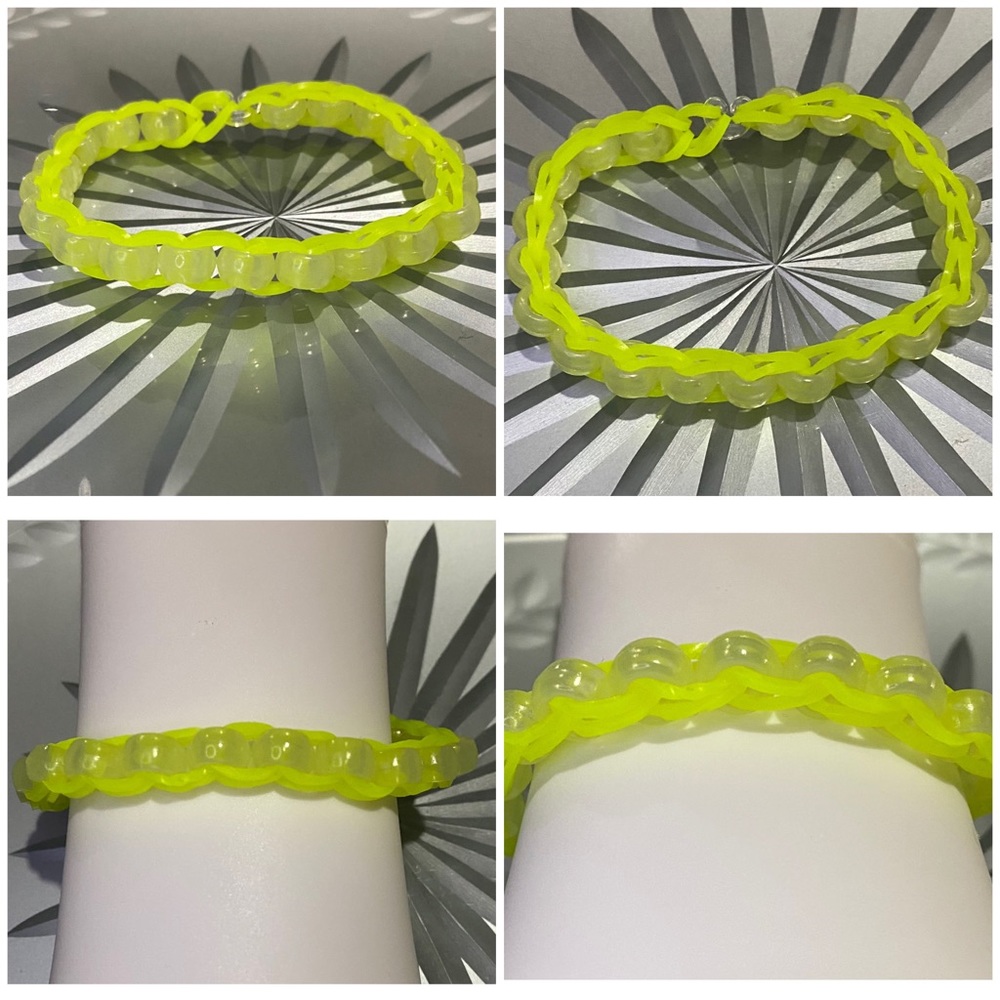 [💙🆓]  3/10$ 🛍 Handmade Rainbow Loom bracelet with Glow-in-the-dark beads 🌈💖